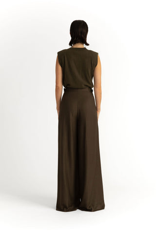 Lulea Trousers - Wide-leg trousers in forest green