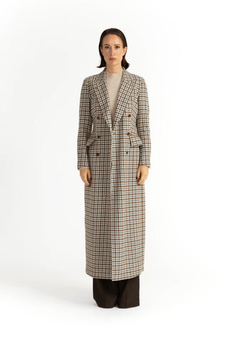 Agueda Coat - Midi-length coat in check