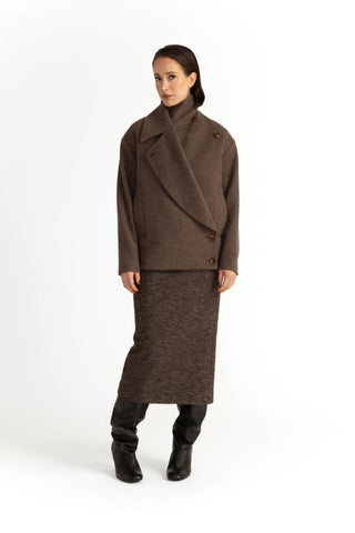 Varberg Coat - Oversized bomber coat in brown