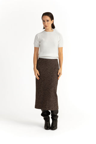 Nyon Skirt - Jersey midi pencil skirt in brown