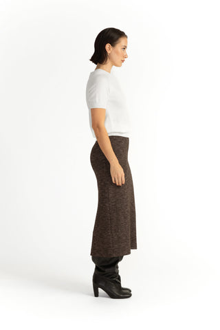 Nyon Skirt - Jersey midi pencil skirt in brown