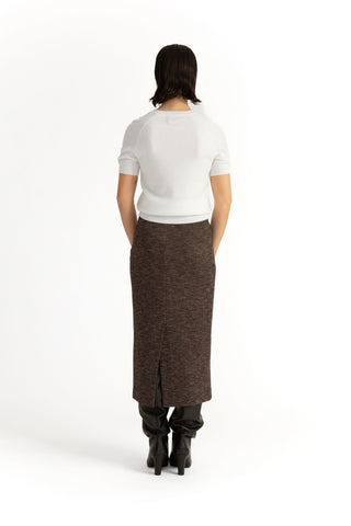 Nyon Skirt - Jersey midi pencil skirt in brown