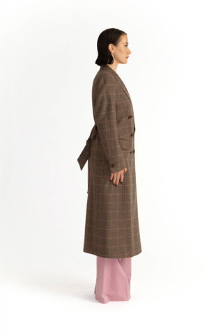 Stockholm Coat - Straight-cut long coat in brown