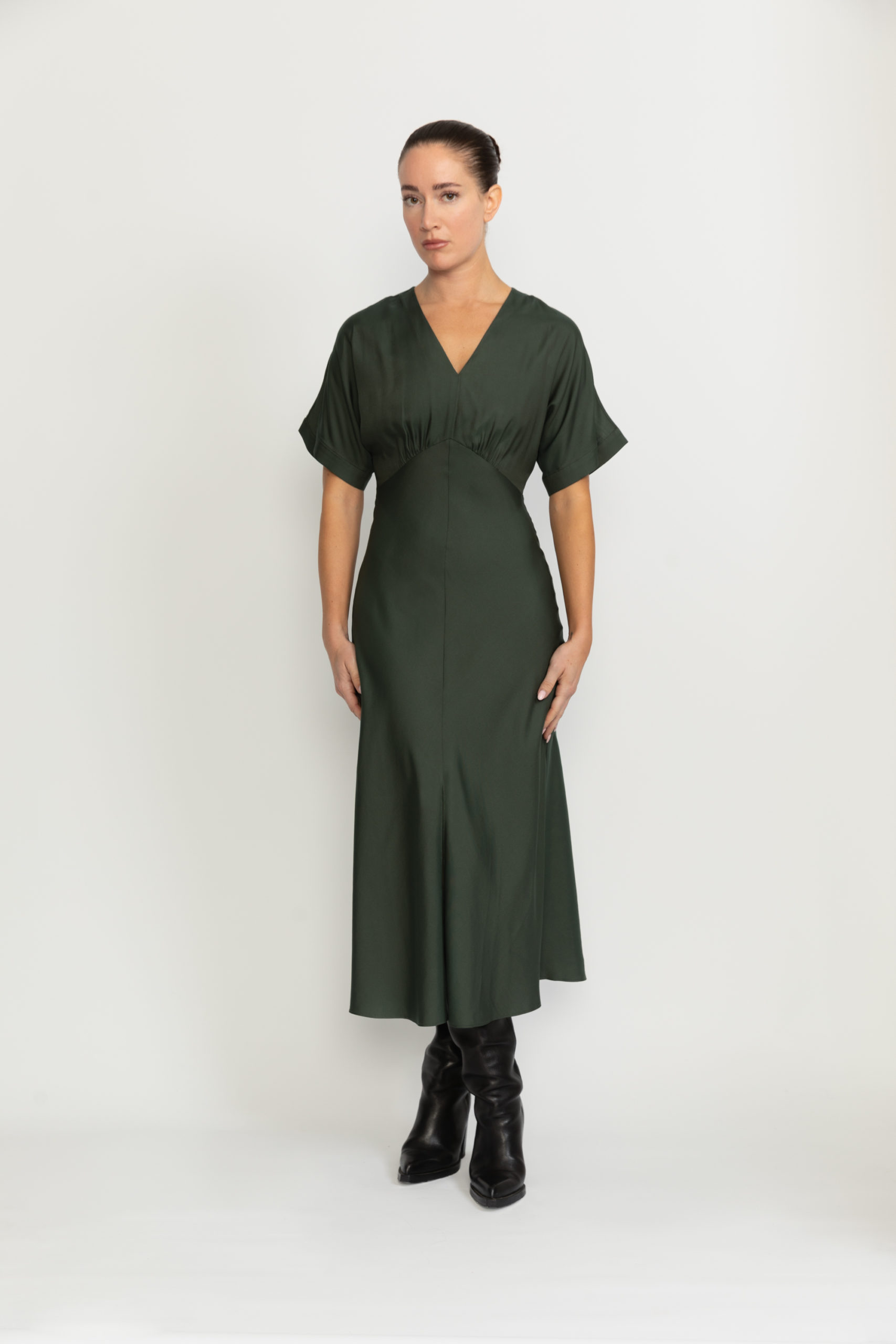 Bologna Dress – Bologna Forest Green A-line Flare Dress0