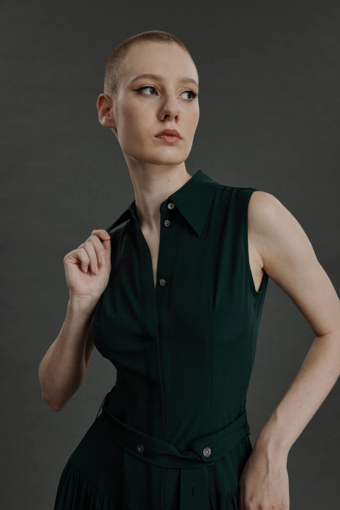Fatima Dress – Maxi silk dress in green25540