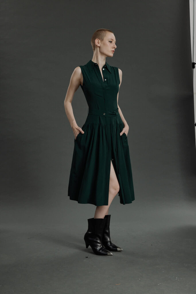 Fatima Dress – Maxi silk dress in green25537