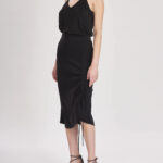 Cumbria Skirt – Midi slip skirt in black silk crepe de chine24938