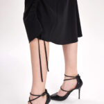Cumbria Skirt – Midi slip skirt in black silk crepe de chine24941