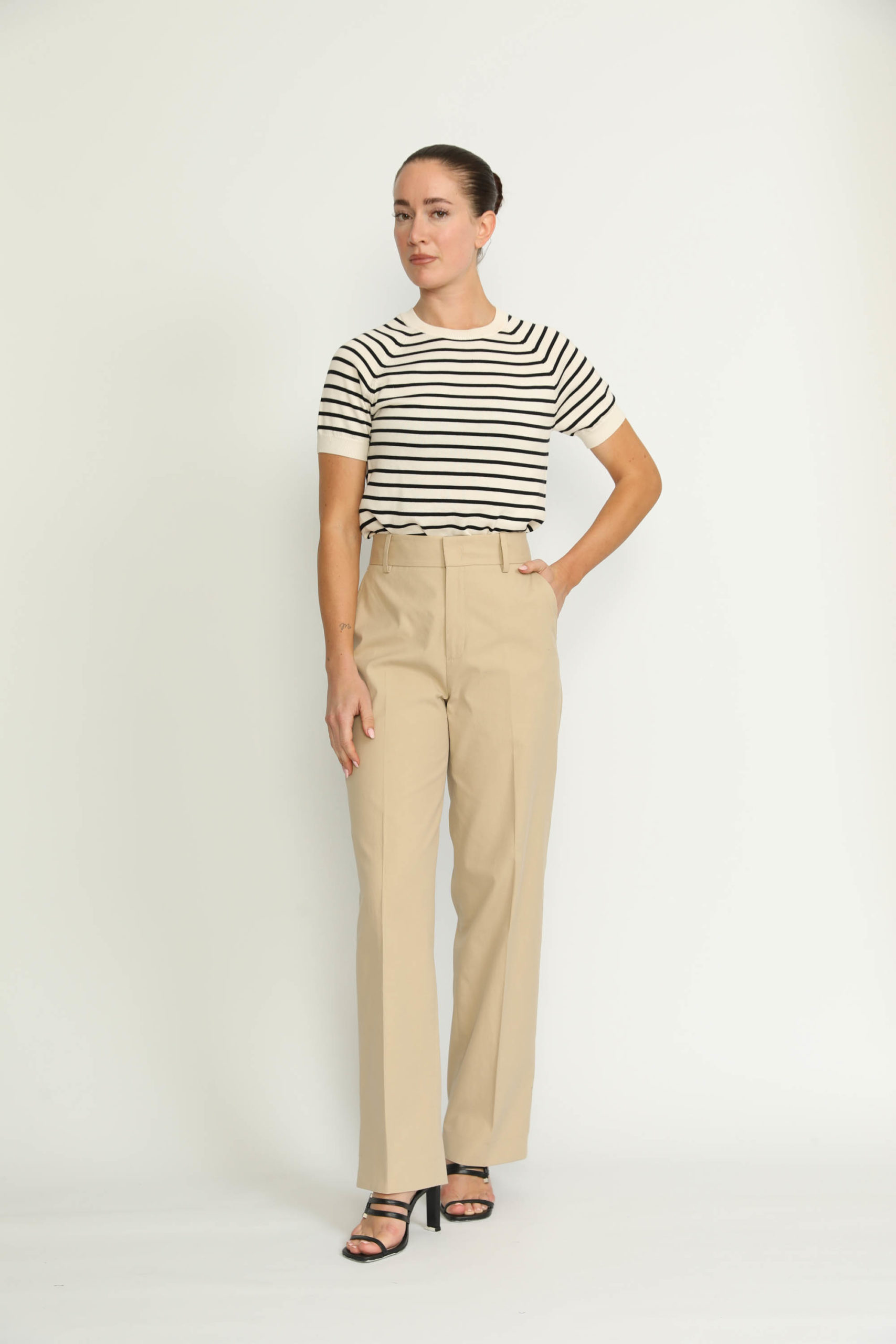 Manchester Trousers – Manchester High-Waisted Khaki Beige Twill Trousers0