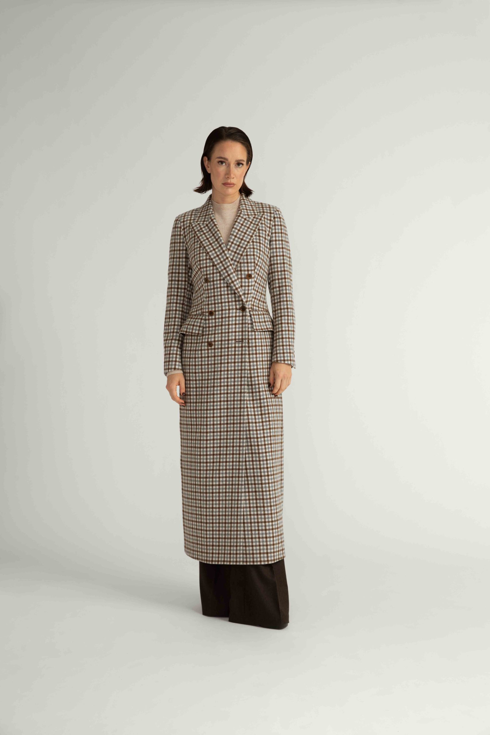 Agueda Coat – Midi-length coat in check