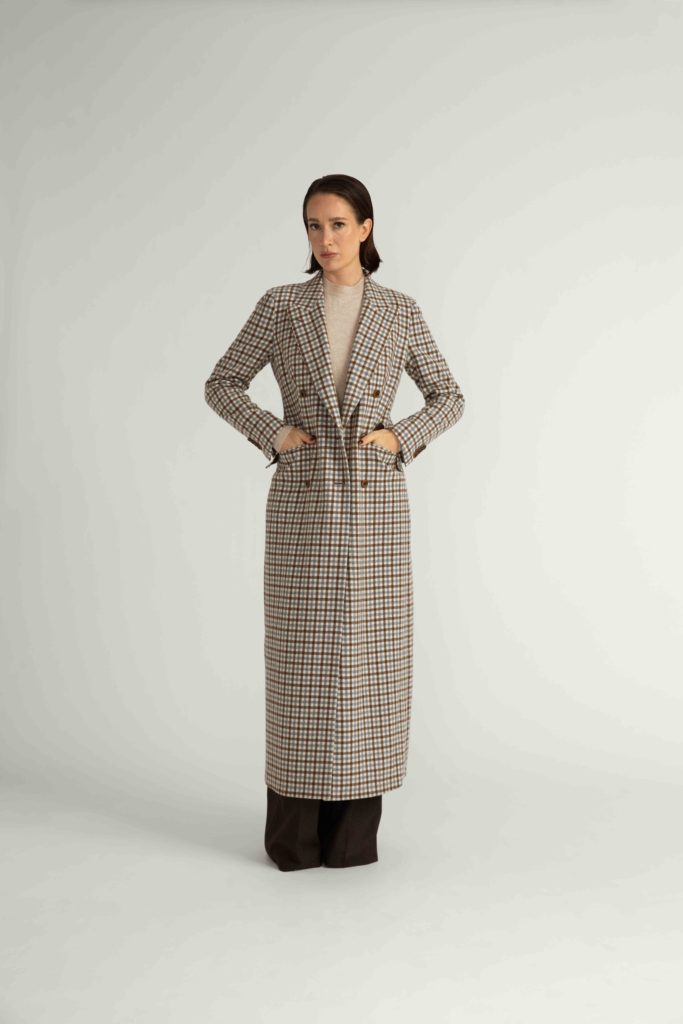 Agueda Coat – Midi-length coat in check28356