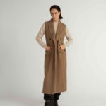 Flen Coat – Straight cut sleeveless coat in camel28368