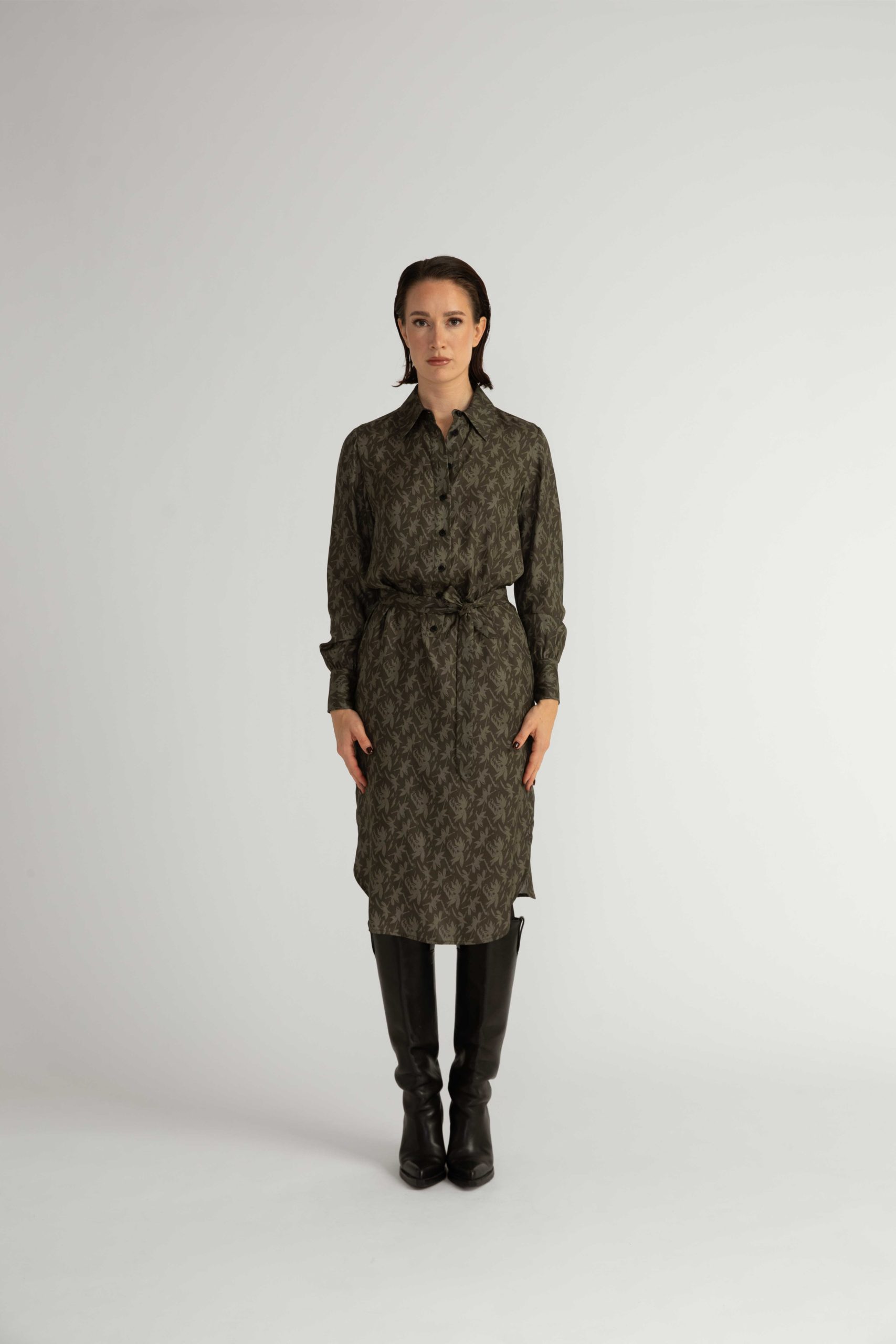 Skara Shirt Dress – Shirt dress in khaki green0