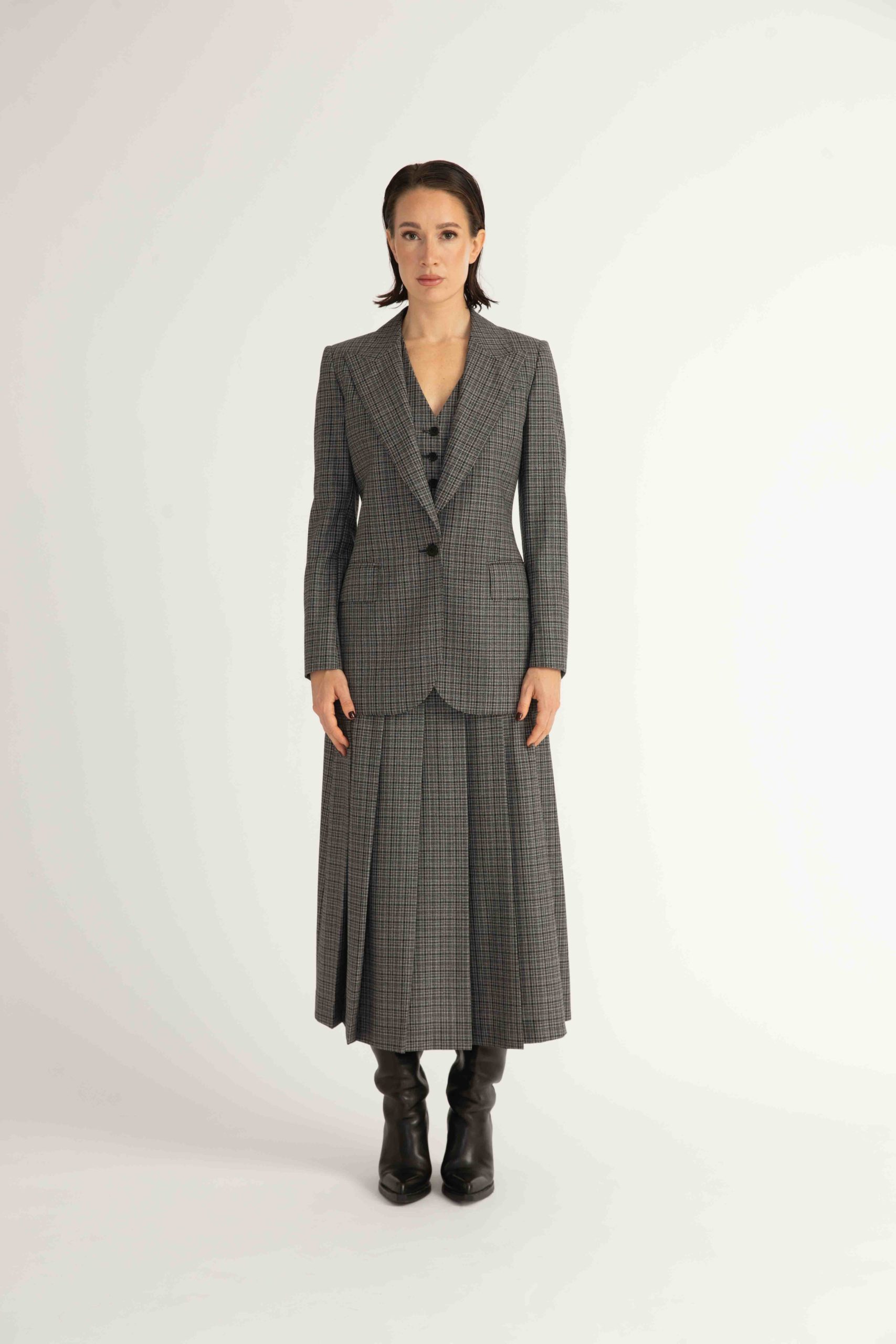 Amora Jacket – Single-breasted jacket in grey check