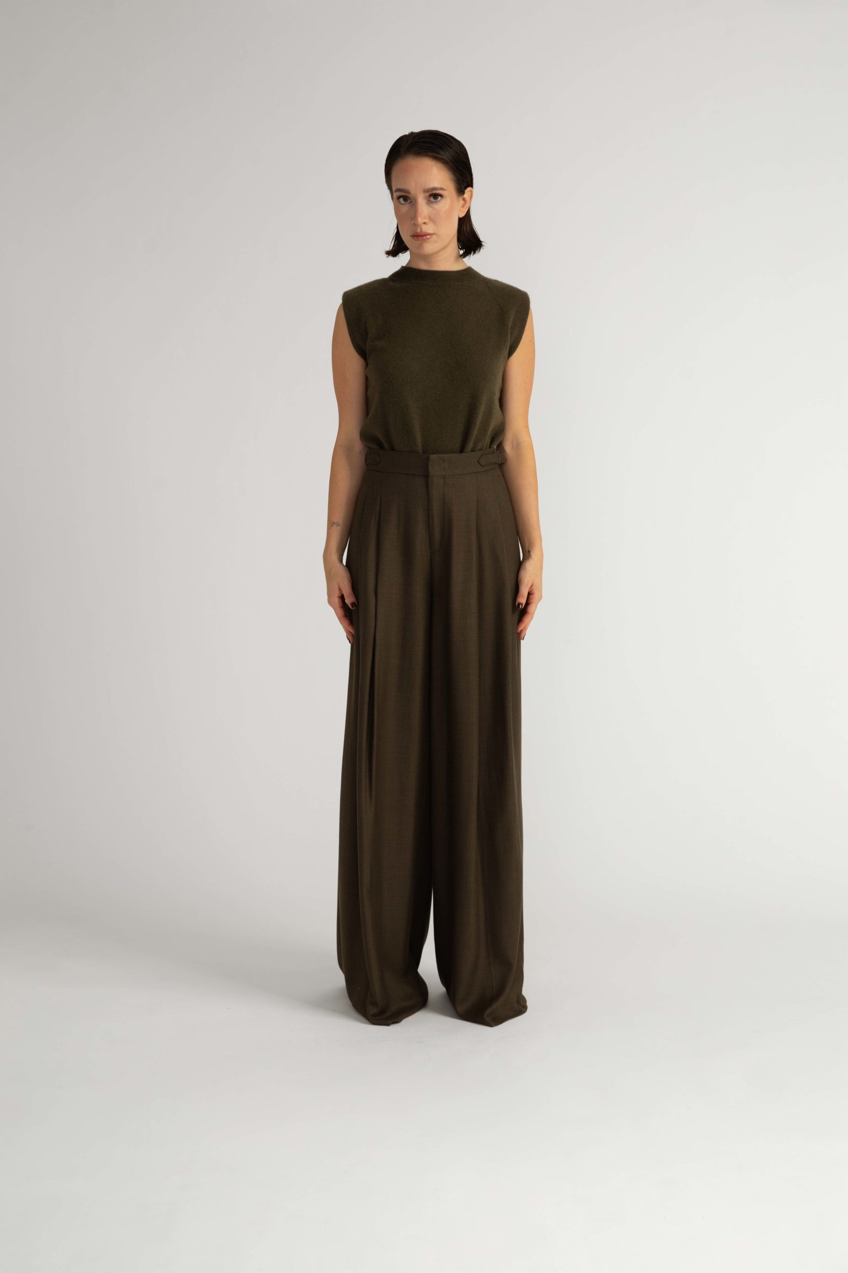 Lulea Trousers – Wide-leg trousers in forest green