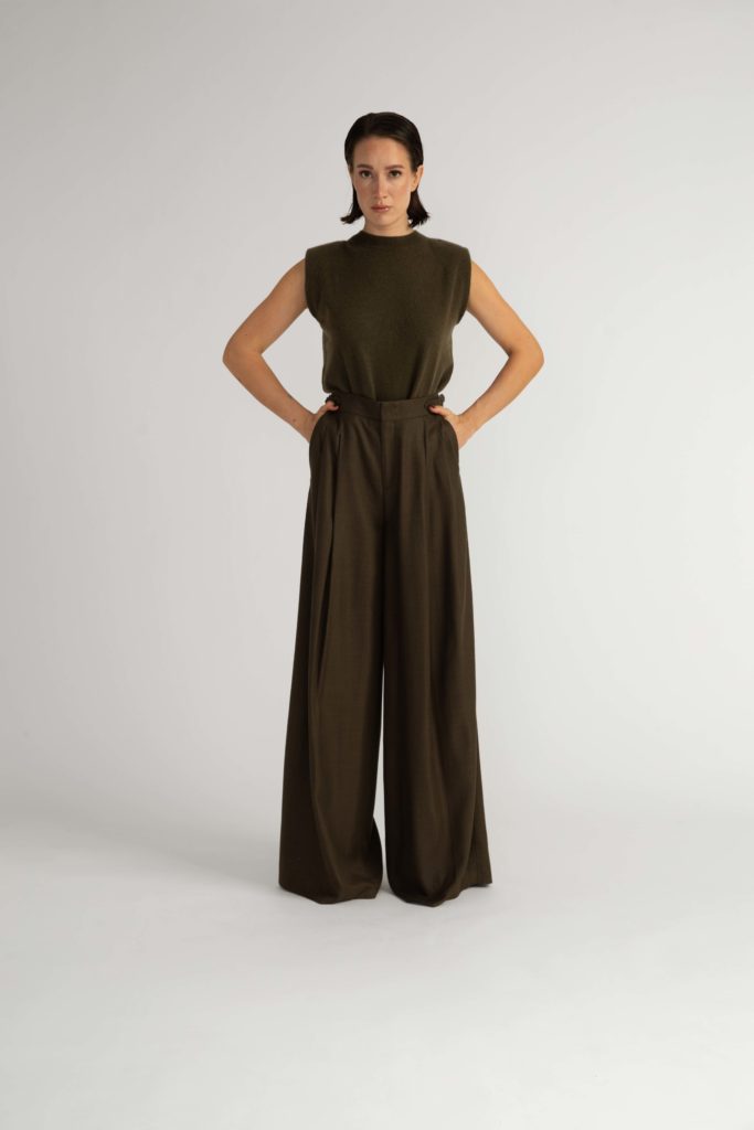 Lulea Trousers – Wide-leg trousers in forest green28332