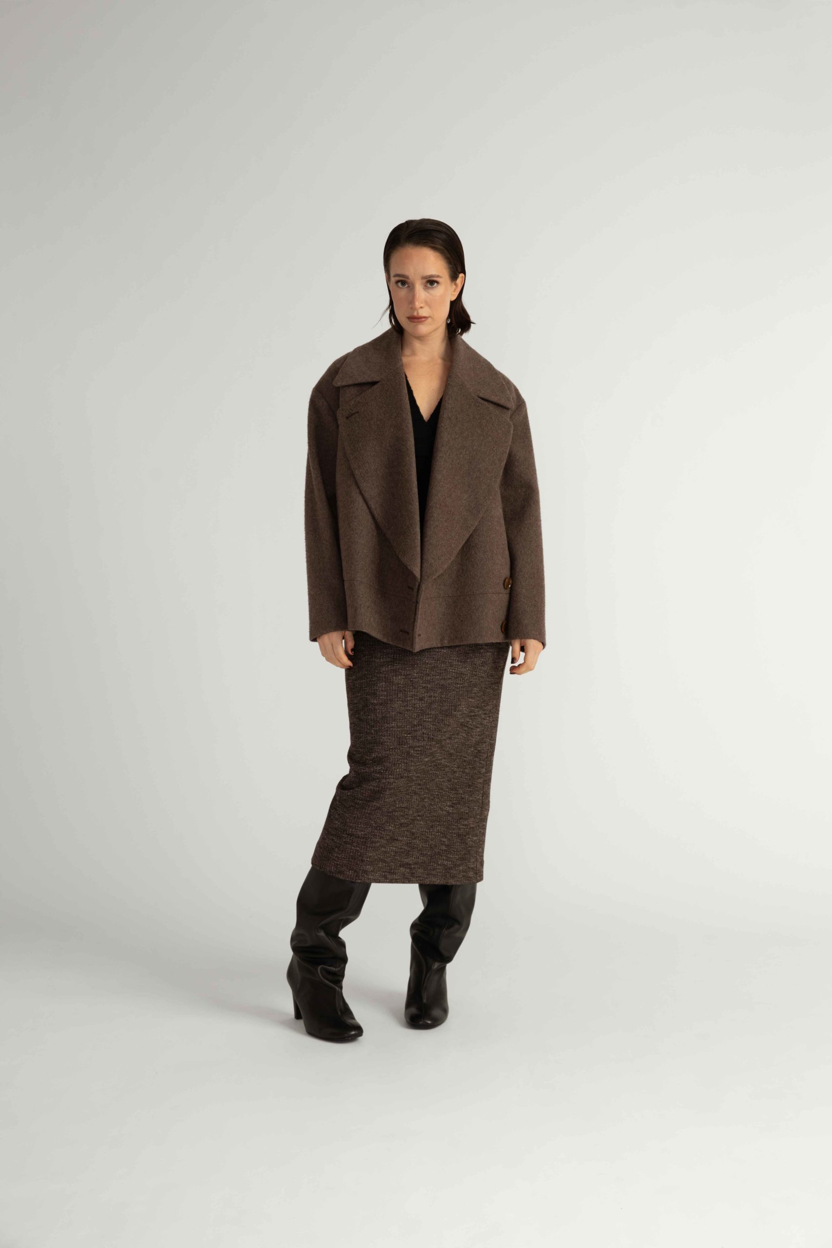 Verberg Coat – Oversized bomber coat in brown