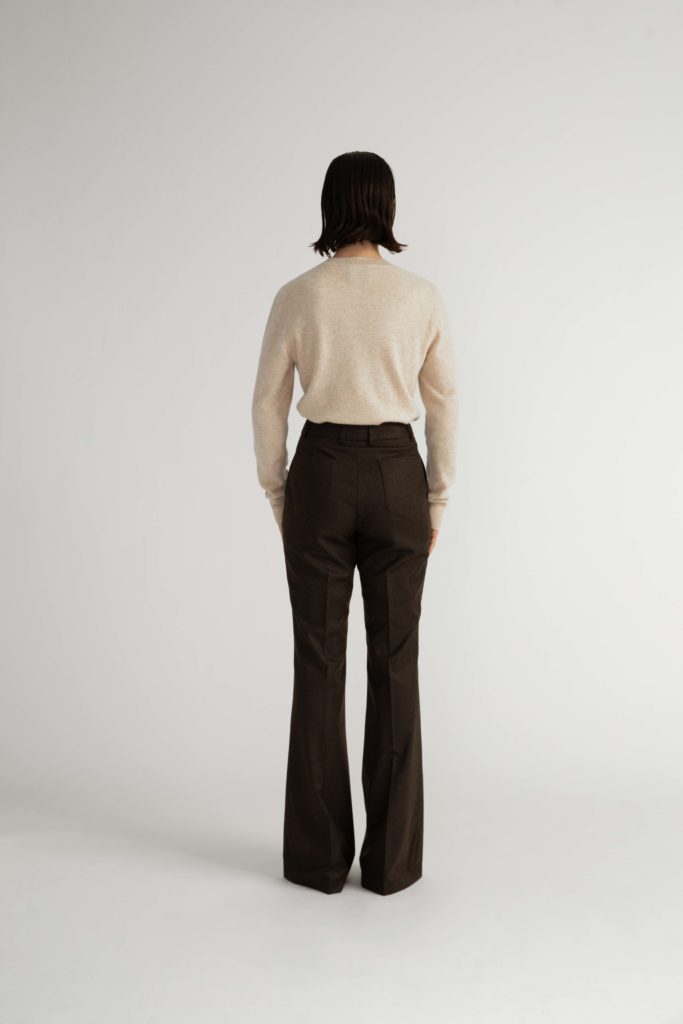 Sursee Trousers – Bell-bottom flared trousers in charcoal brown28230