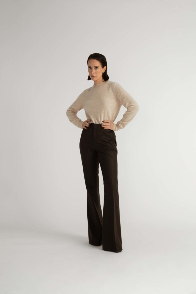 Sursee Trousers – Bell-bottom flared trousers in charcoal brown28233