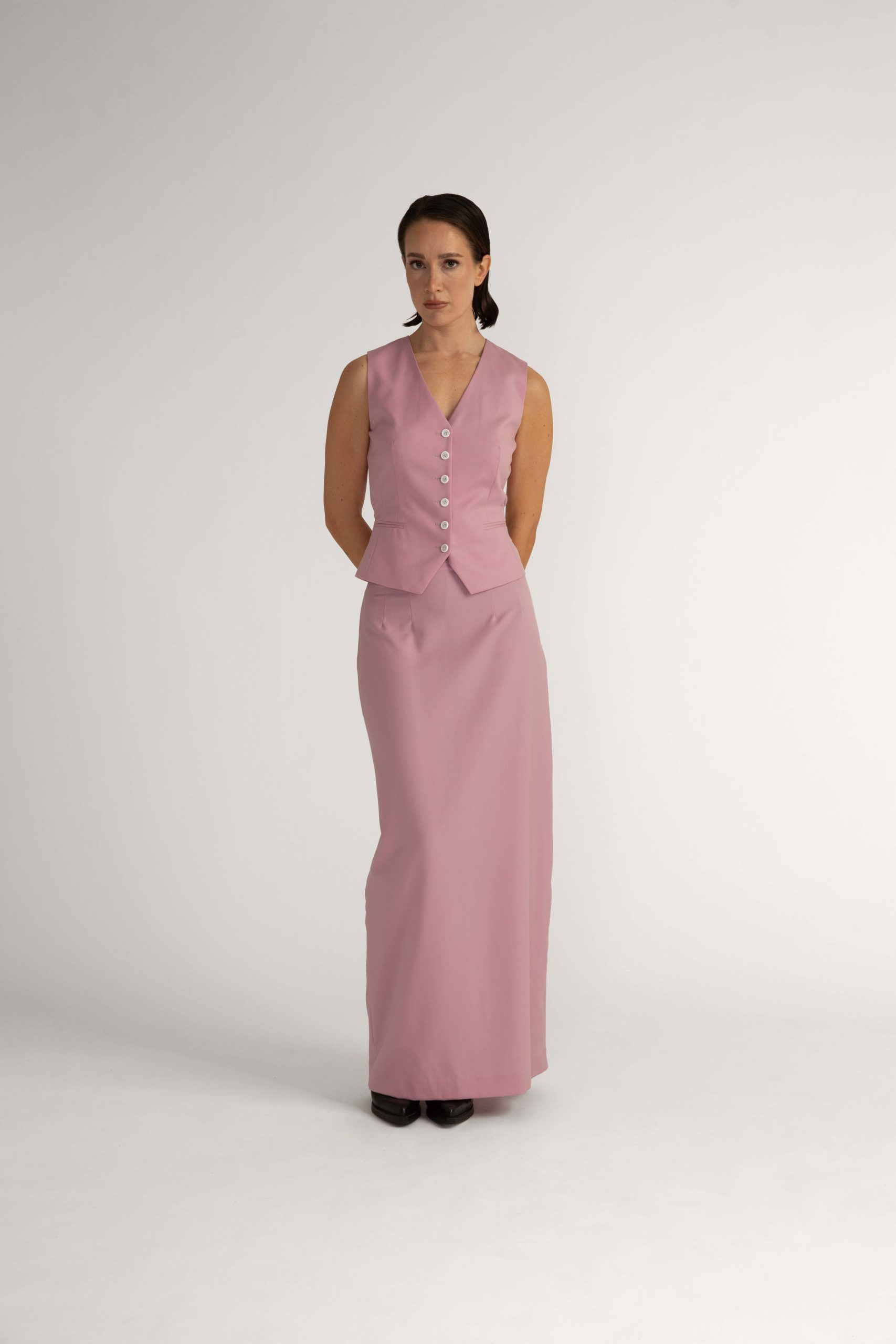 Maia Waistcoat – Fitted waistcoat in powder pink