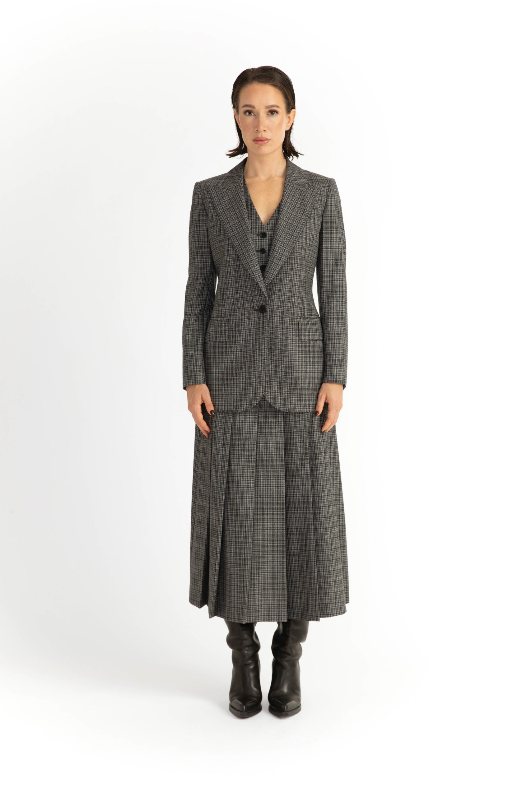 Amora Jacket – Single-breasted jacket in grey check