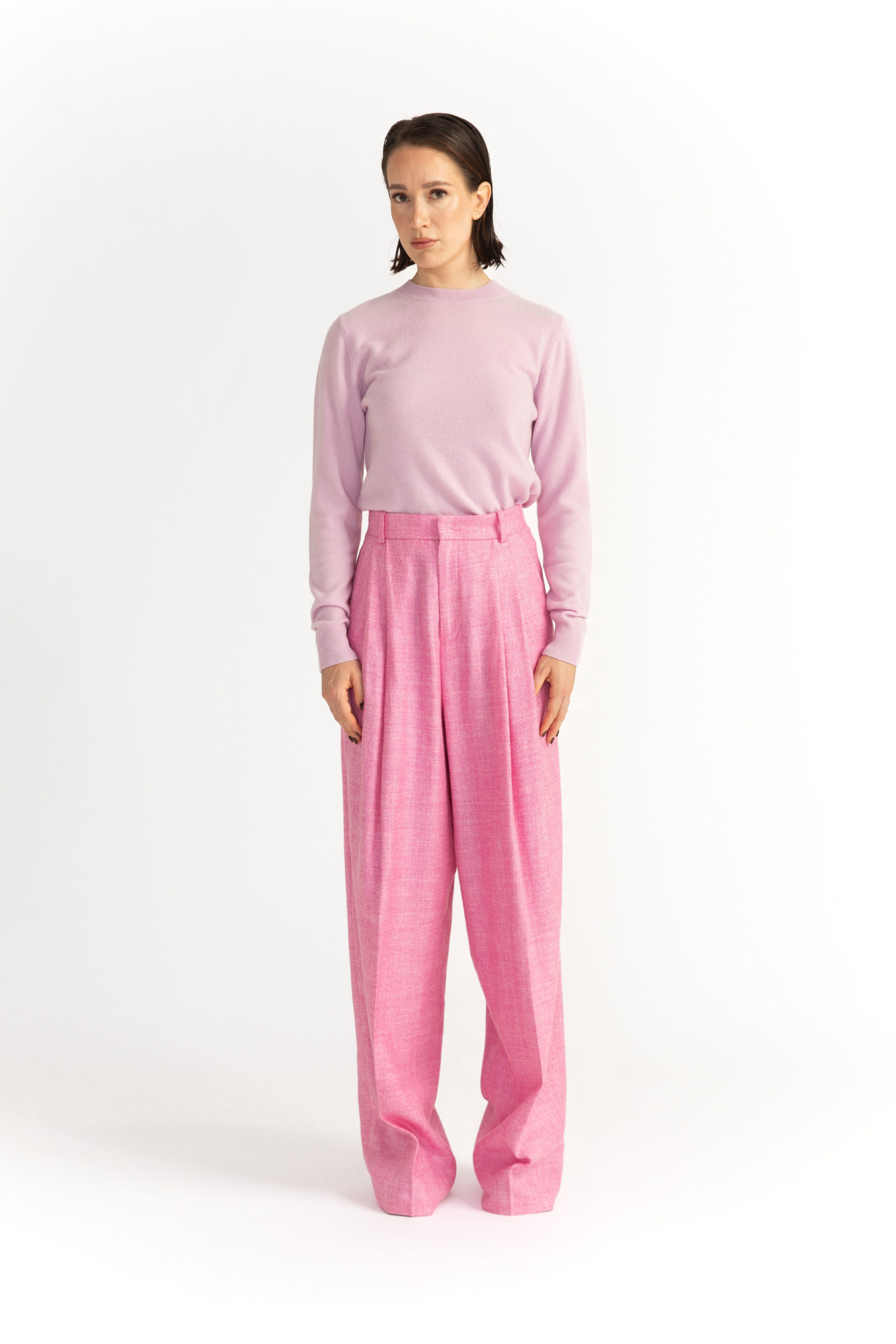 Siena Trousers – Double pleat trousers in pink