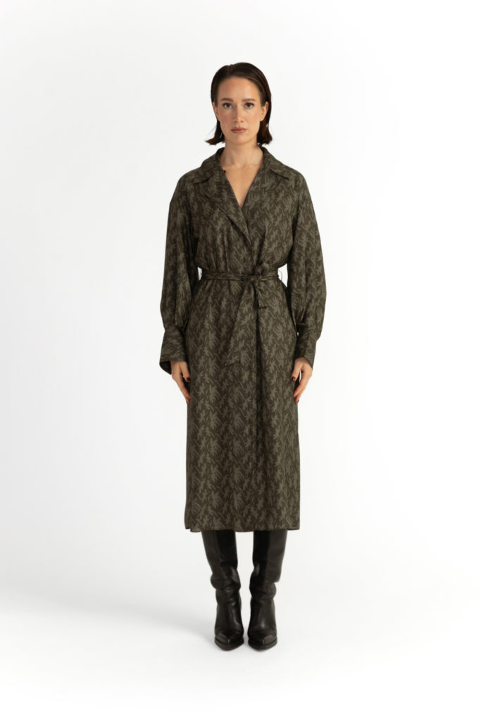 Laholm Dress – Oversized trench dress in khaki green29128