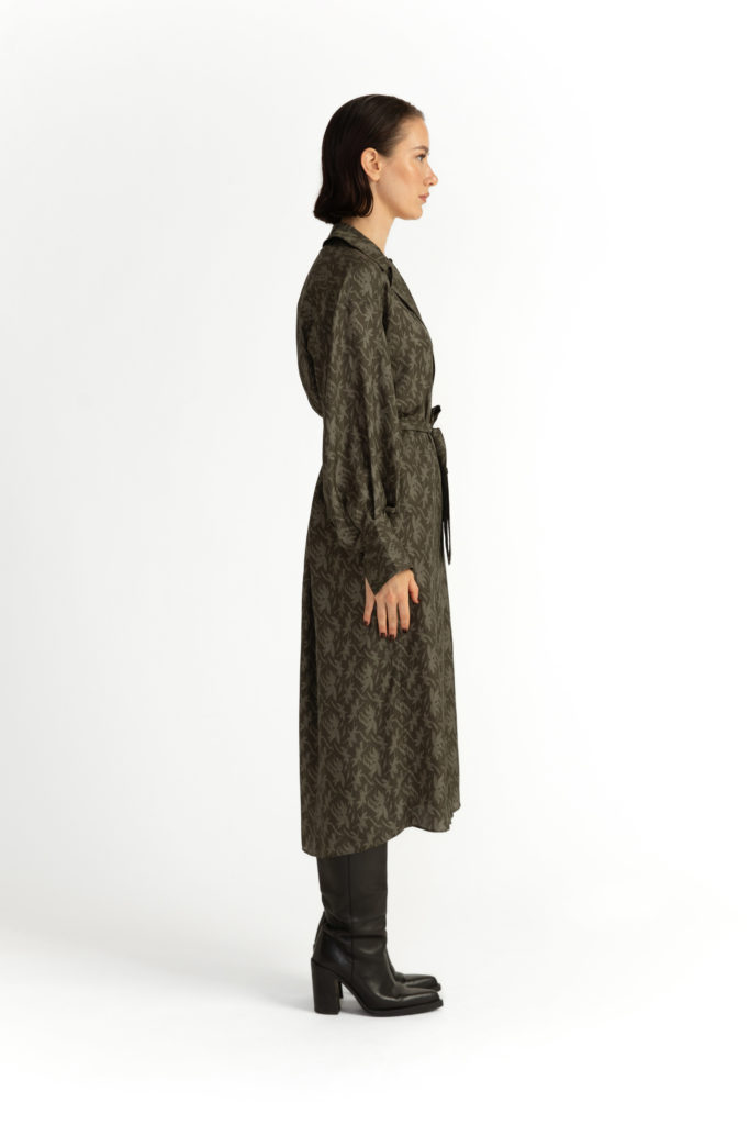 Laholm Dress – Oversized trench dress in khaki green29129