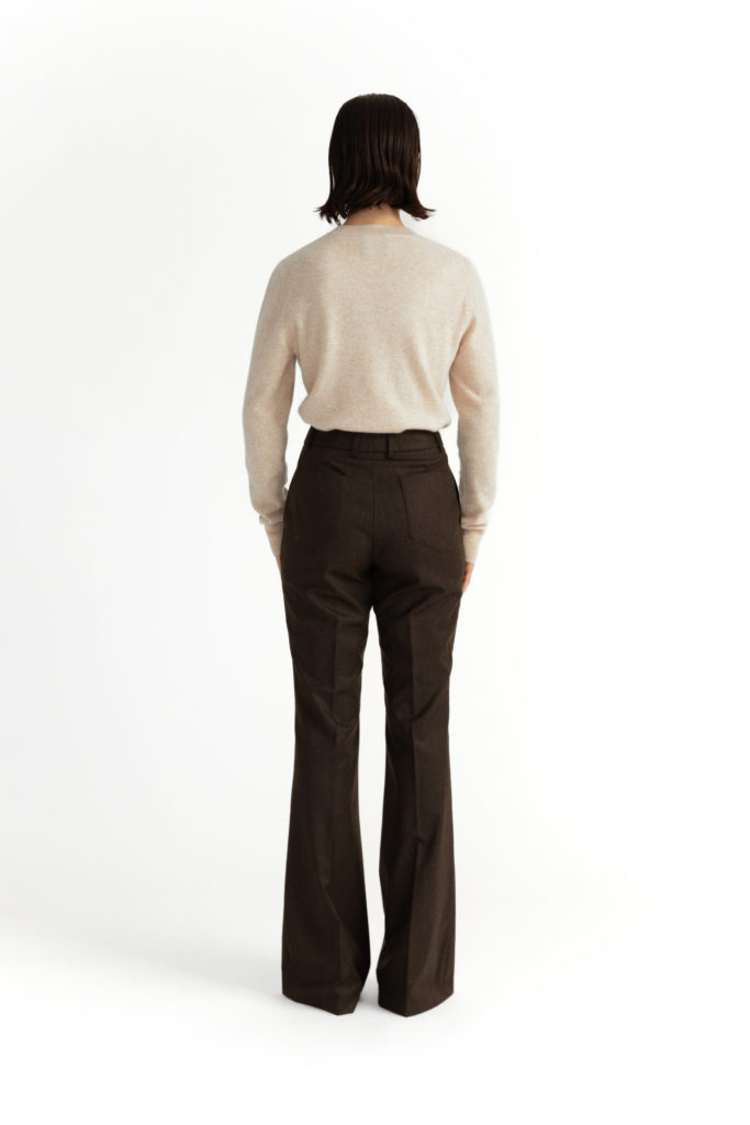 Sursee Trousers – Bell-bottom flared trousers in charcoal brown29208