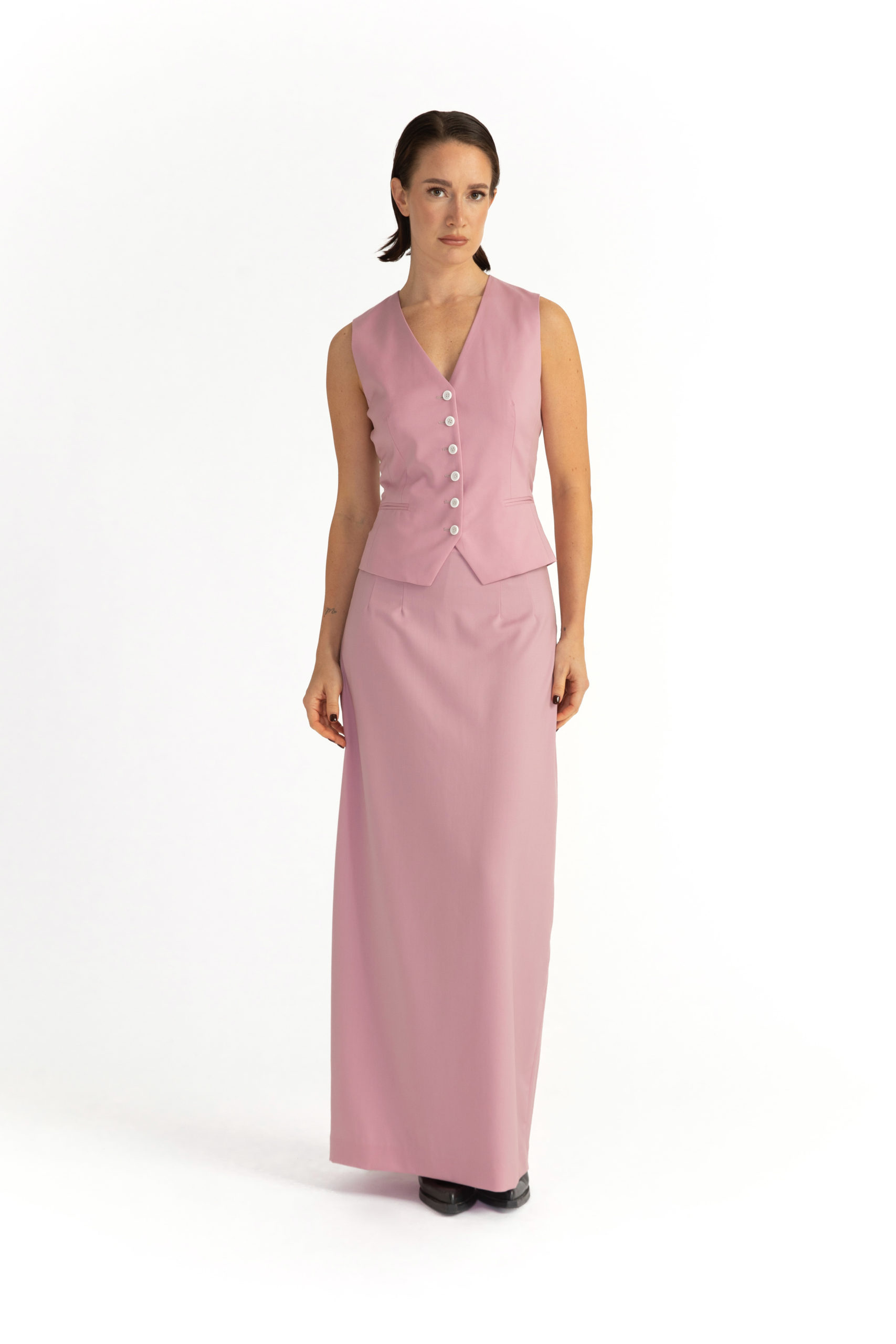 Maia Waistcoat – Fitted waistcoat in powder pink