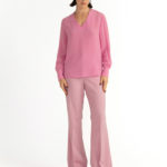 Ludvika Blouse – V-neck silk blouse in pink29189