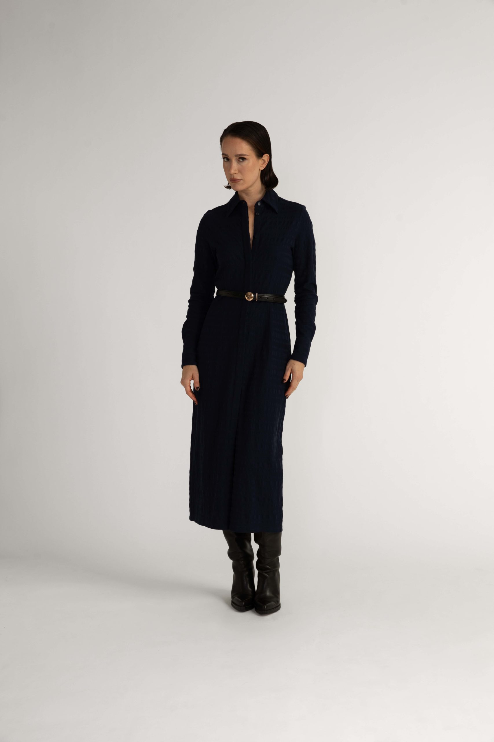 Arboga Shirt Dress – Midi shirt dress in navy blue0