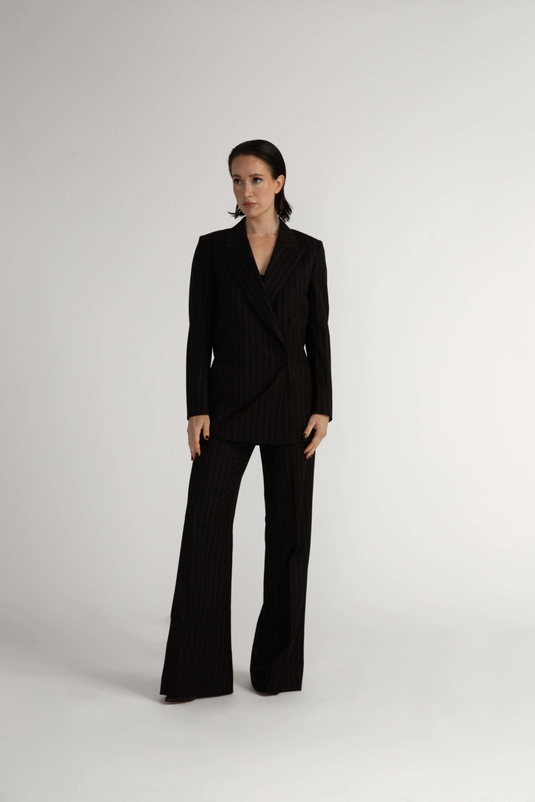 Amarante Jacket – Boyfriend cut jacket in black pinstripe0