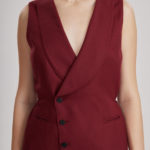 Blackburn Waistcoat – Double breasted waistcoat in red wine wool31146