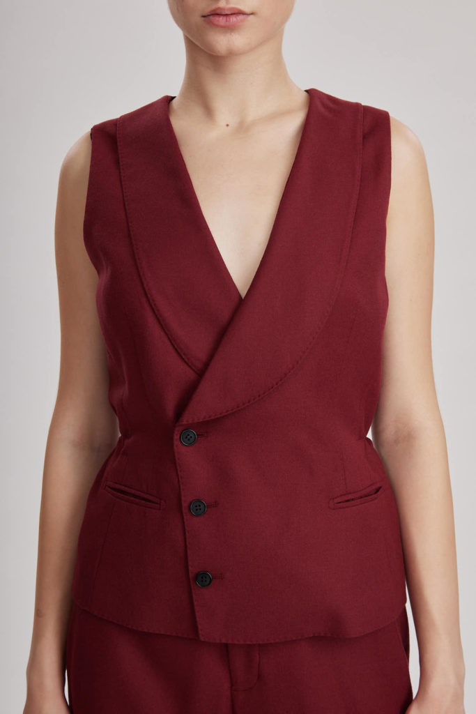 Blackburn Waistcoat – Double breasted waistcoat in red wine wool31146