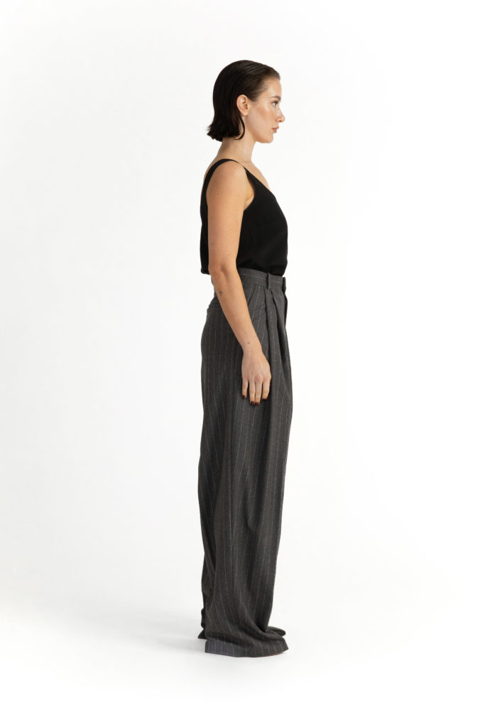 Siena Trousers – Wide-leg trousers in grey pinstripe29390