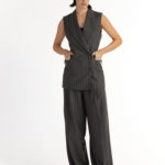 Siena Trousers – Wide-leg trousers in grey pinstripe29393