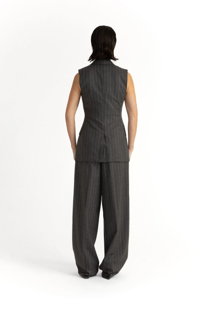 Beja Waistcoat  – Relaxed waistcoat in grey pinstripe29396