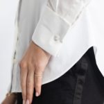 Sala Blouse – Mandarin collar shirt in white clear stripe29644