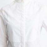 Sala Blouse – Mandarin collar shirt in white clear stripe29645