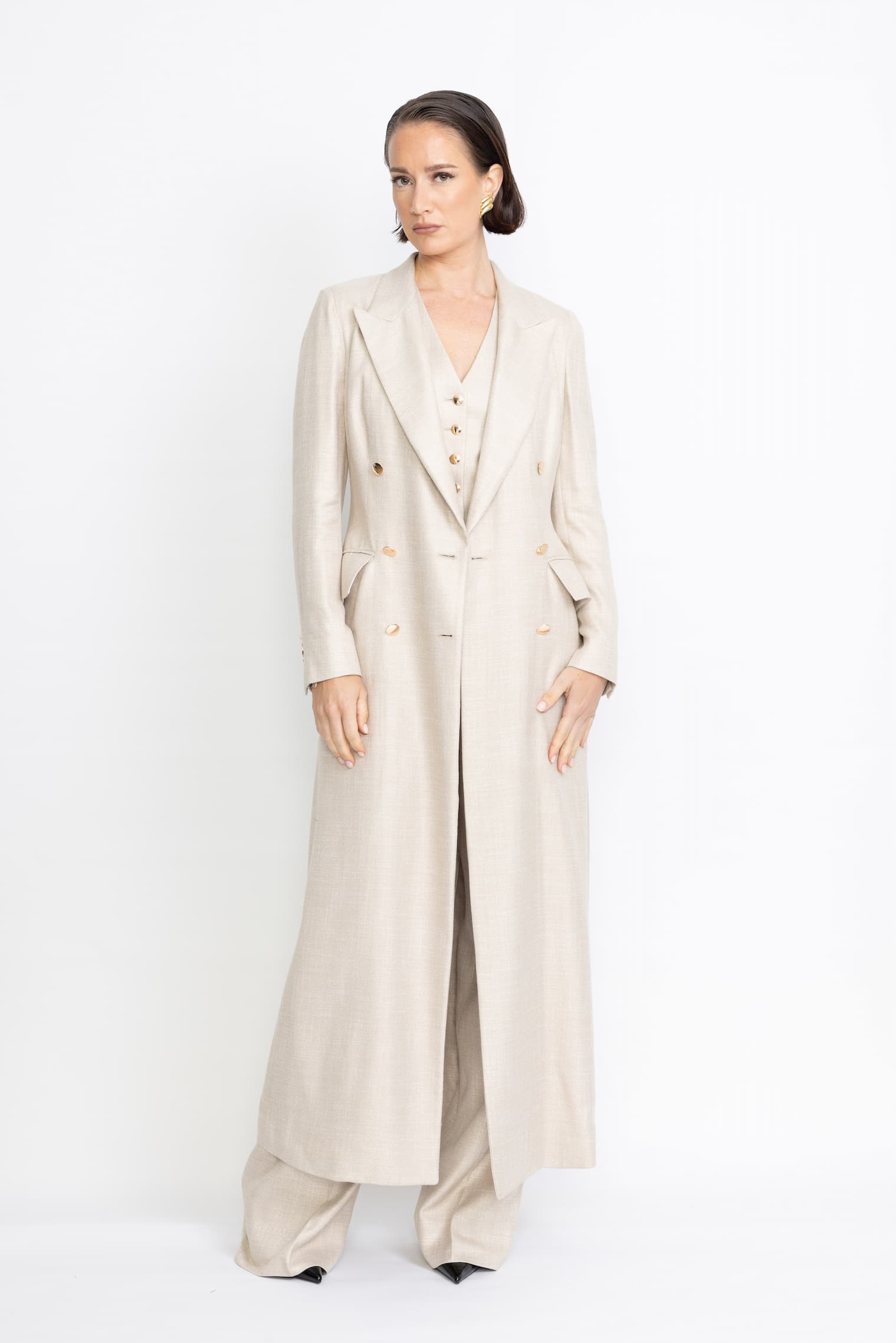 Agueda Limited Edition Coat – Midi-length coat in champagne