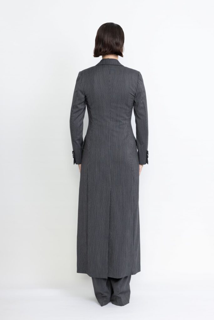 Agueda Limited Edition Coat – Midi-length coat in black pinstripe29735