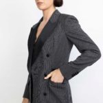 Agueda Limited Edition Coat – Midi-length coat in black pinstripe29736