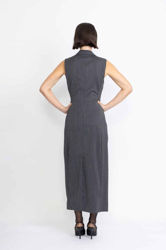 Caldas Limited Edition Dress – Tailored maxi dress in black pinstripe29669