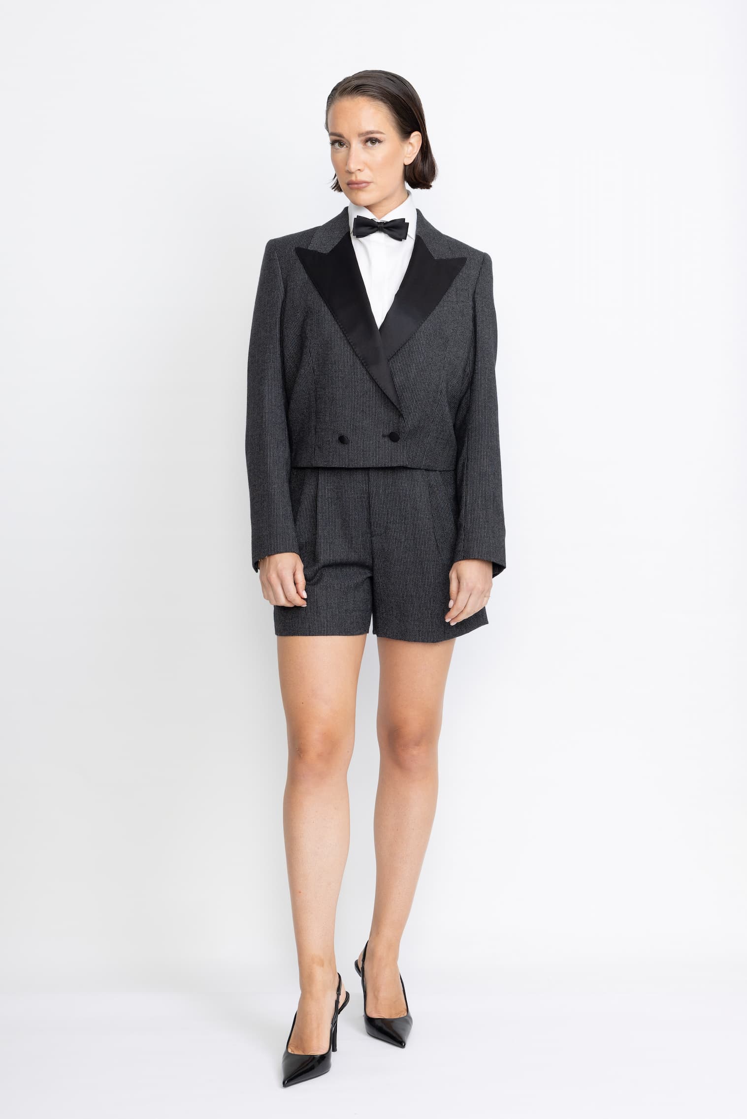 Solna Limited Edition Jacket – Cropped jacket in charcoal pinstripe