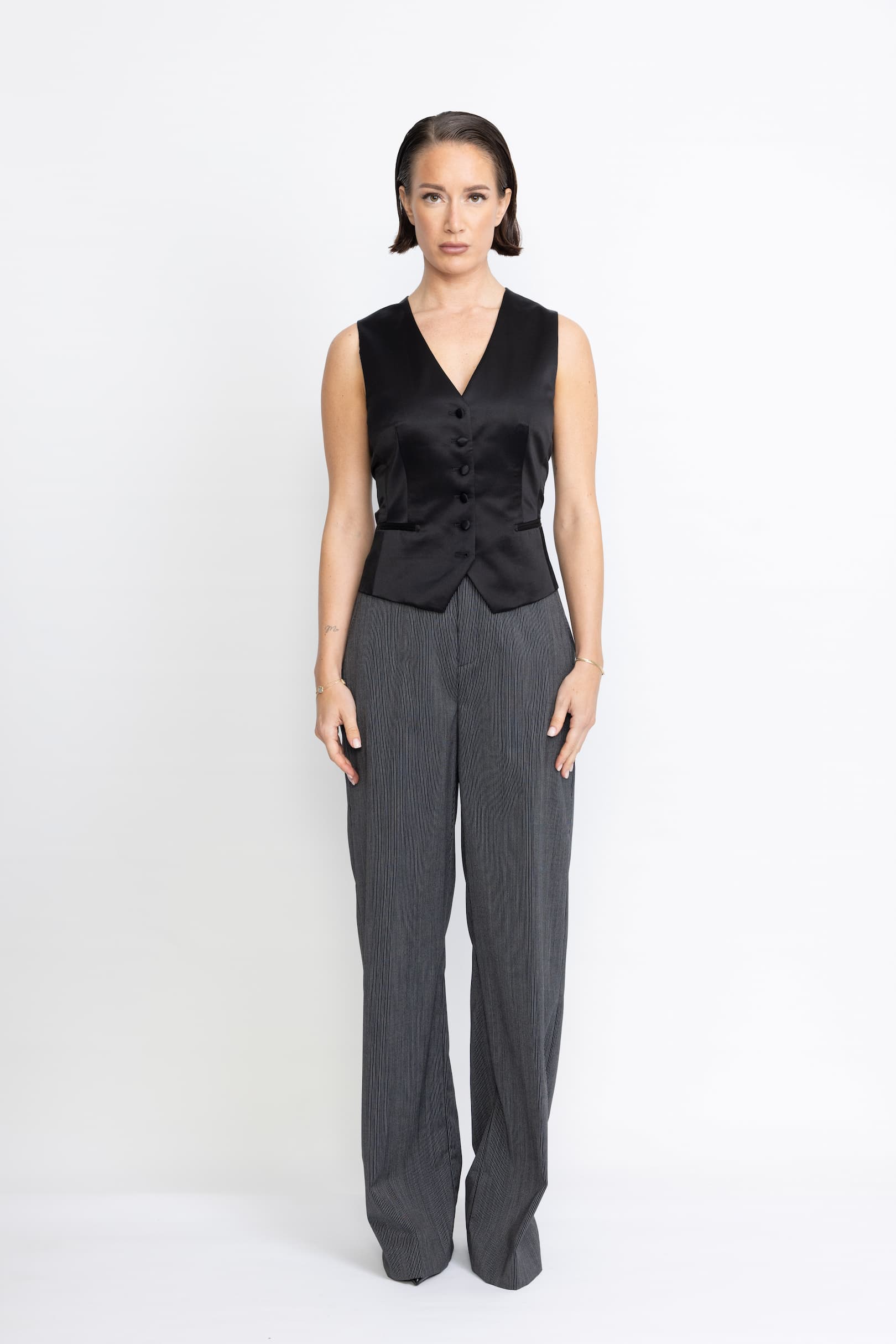 Blackpool Limited Edition Trousers – Wide-leg trousers in black pinstripe