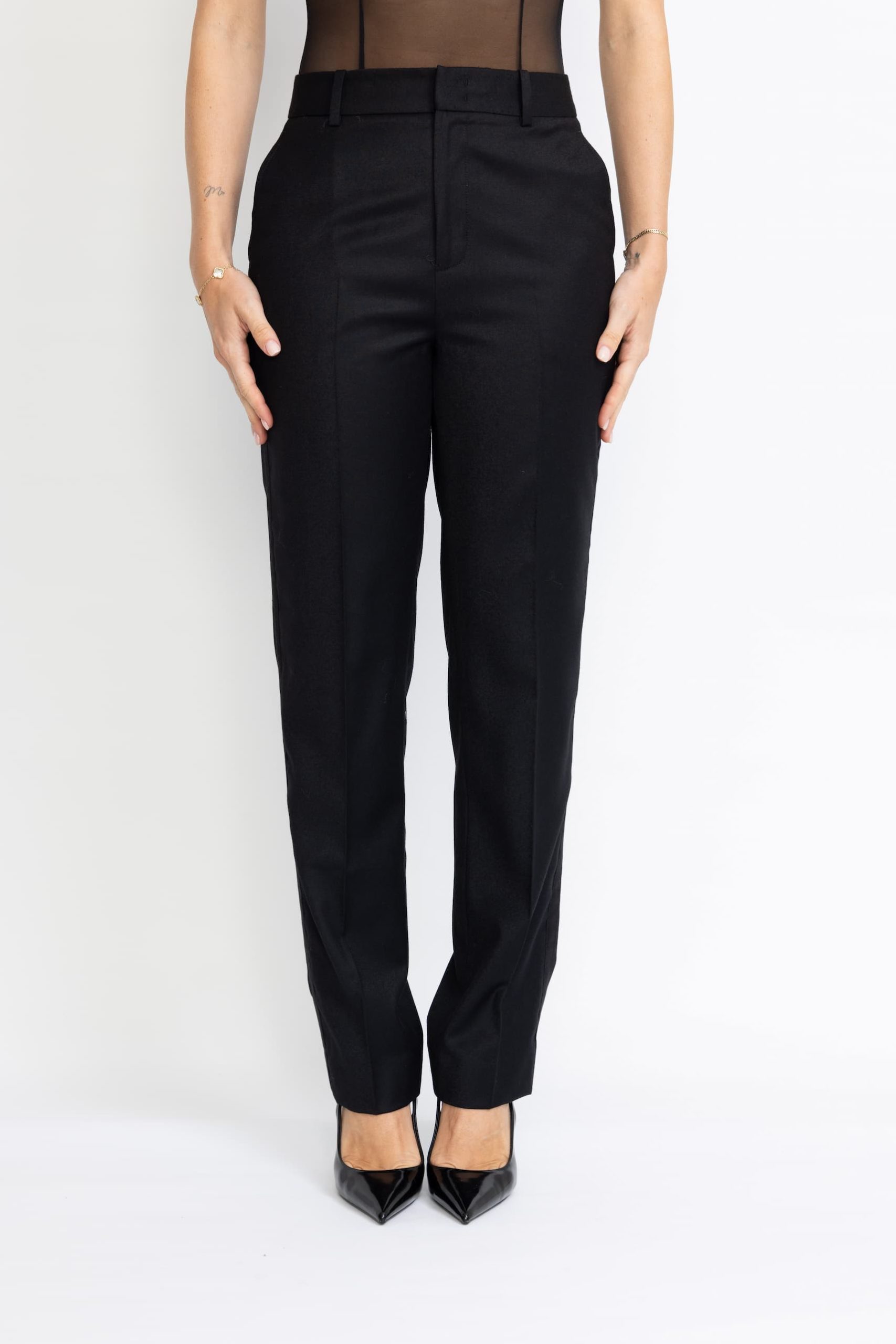 Castelo Limited Edition Trousers – Straight-leg tuxedo trousers in black