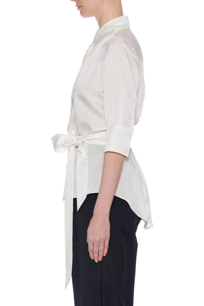 Girona-Salt Shirt – Short sleeve button-down wrap blouse in white29999