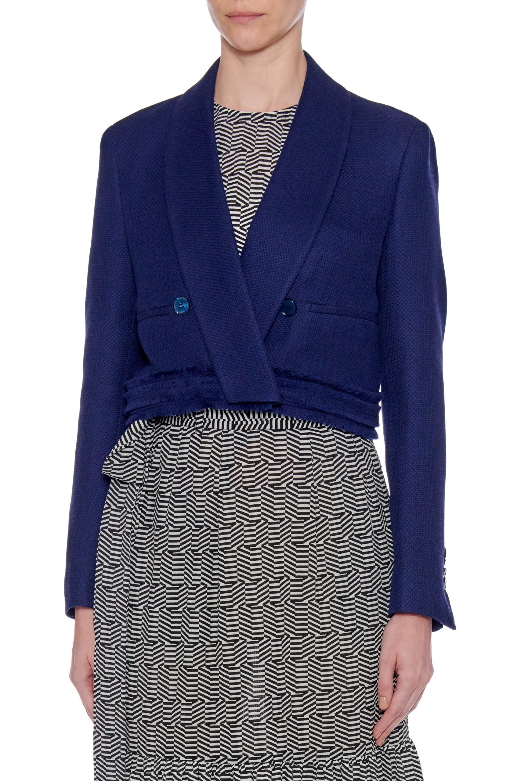 Murcia Jacket – Shawl collar cropped jacket in navy