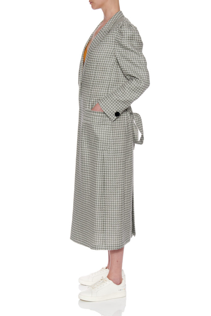 Santander Coat – Classic long coat with notched lapel in green30032